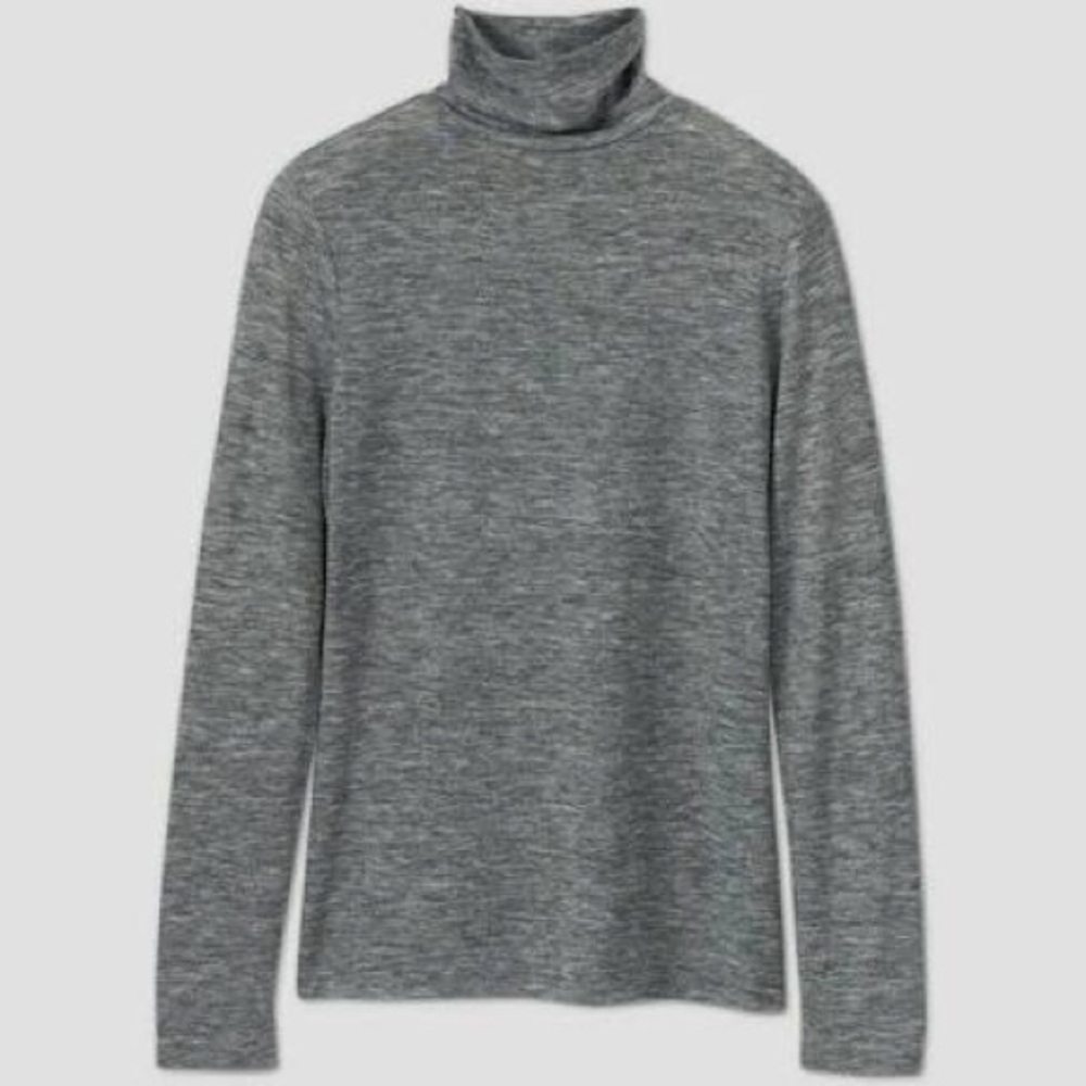 A New Day Mock Neck Long Sleeve Blouse Gray XS
